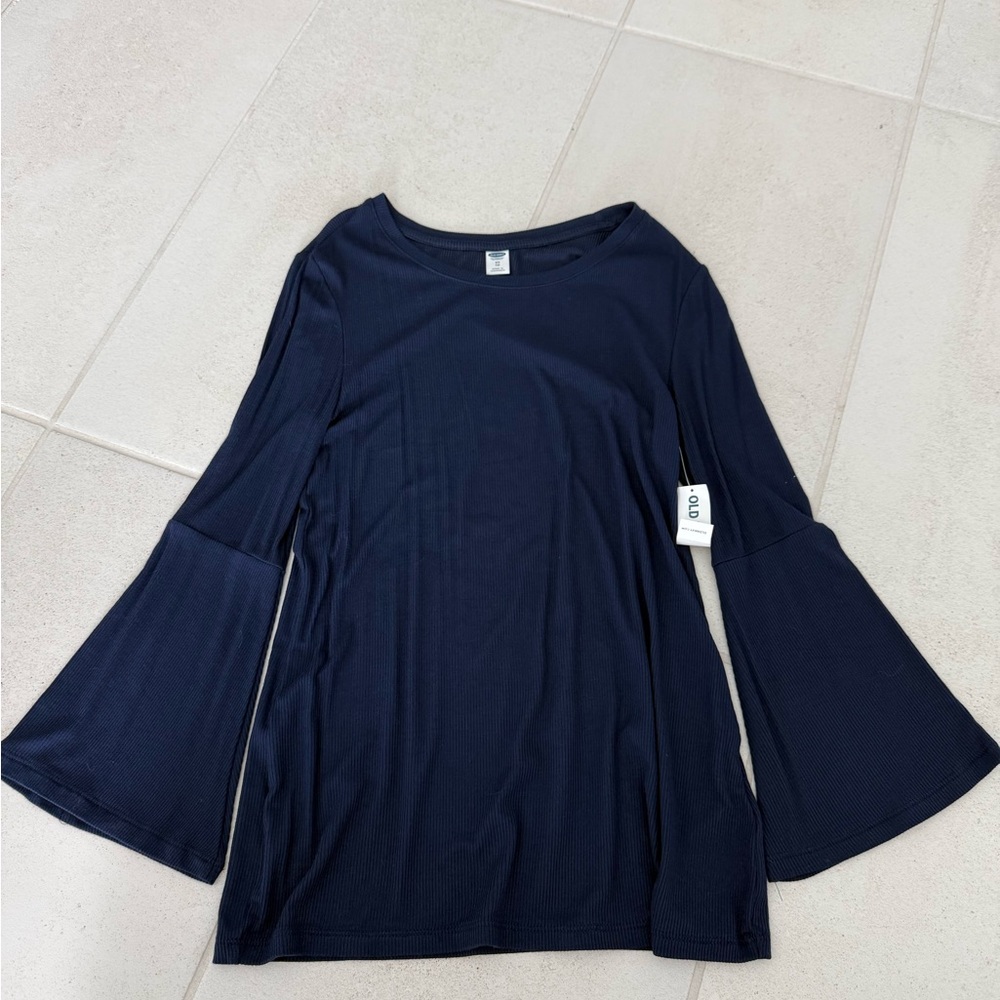 Navy Bell Sleeve Long-Sleeve